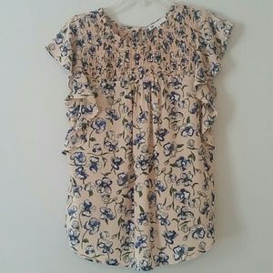 Pink Floral Short Sleeve Flowy Top